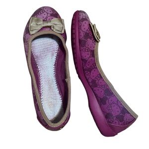 Purple Pink Hello Kitty crocs ballet flats with bow and Hello Kitty pattern